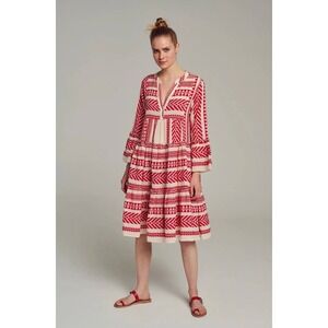 Devotion Twins Ella Midi Dress - Red/Offwhite
